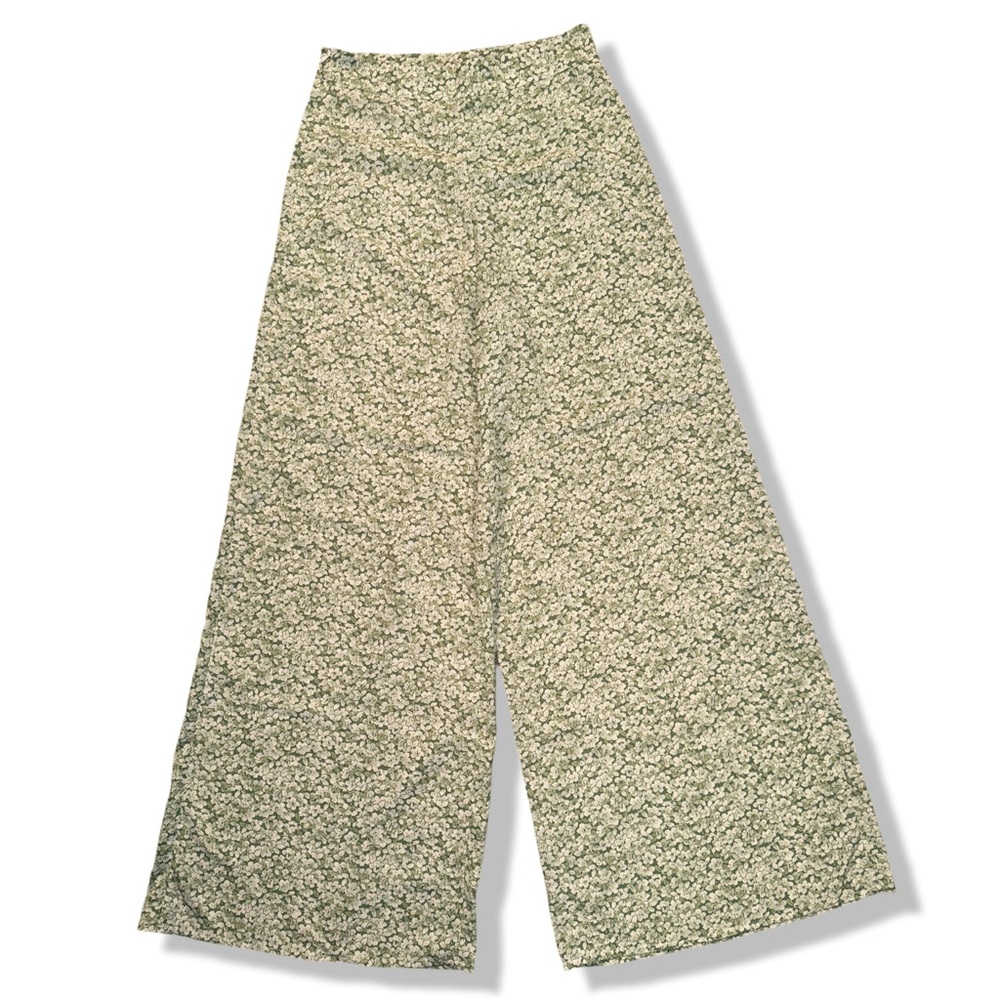 SHEIN Floral Pattern Wide Leg Pants Size XS Green / White